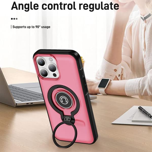 iPhone 16 Pro Max Ring Holder Magnetisk Skal Klarrosa
