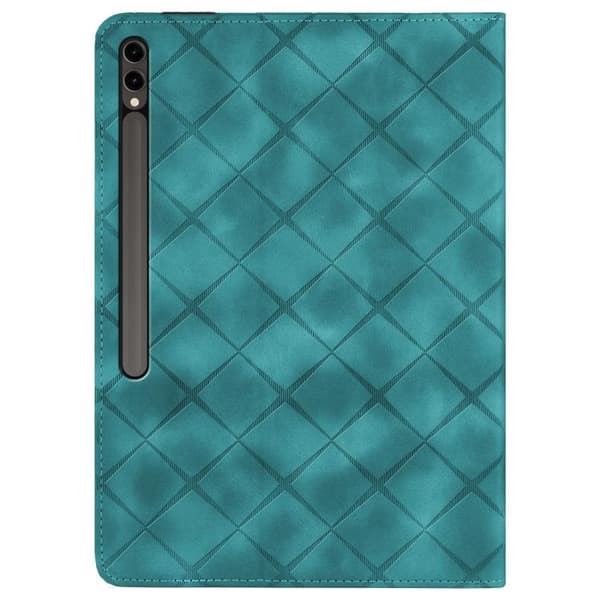 Samsung Galaxy Tab S10+/S9 FE+ Rhombus Prägling Läderfodral Grön