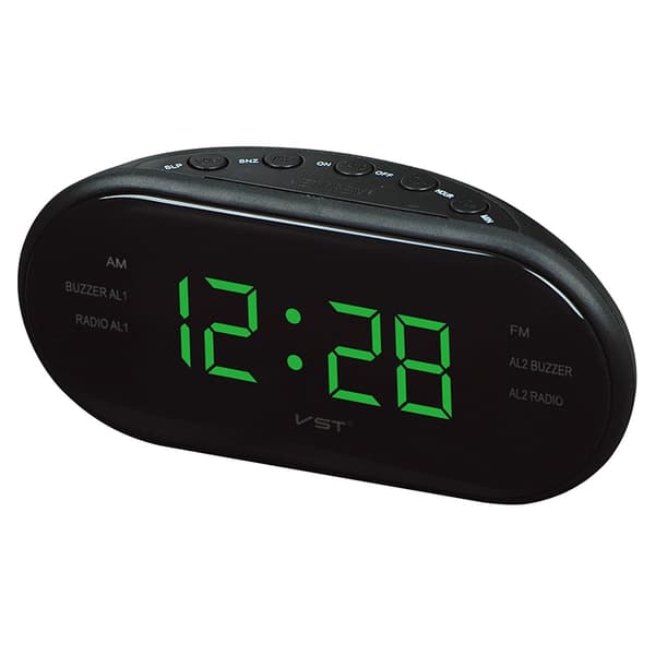 Oval Radio LED Digital Väckarklocka (Grön)