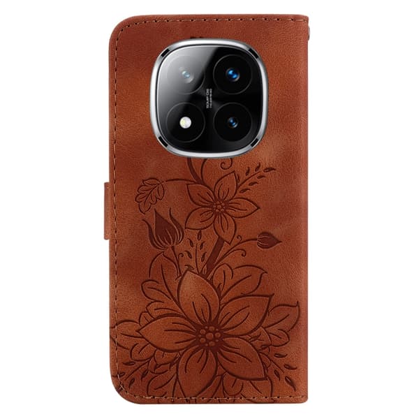 Redmi Note 14 Pro / Note 14 Pro+ 5G - Lily Prägling Läderfodral Brun