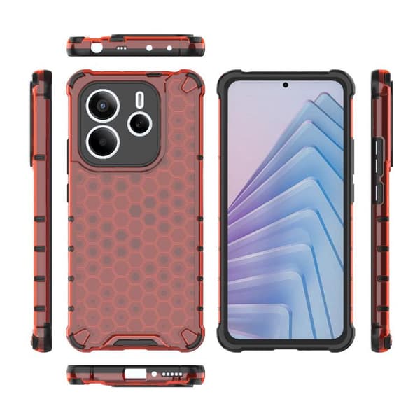 Redmi Note 14 5G - Honeycomb Stöttålig Mobilskal Röd
