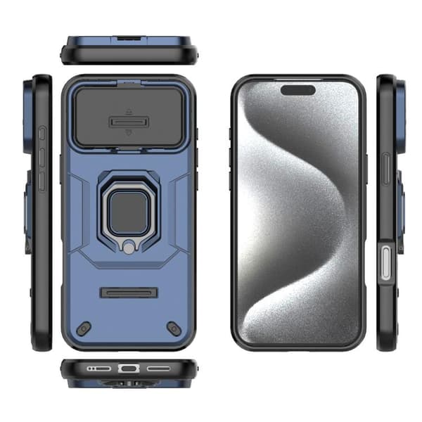 iPhone 18 Pro / iPhone 17 Pro Skal med Sliding Camshield TPU + PC Stötsäker med Hållare Blå