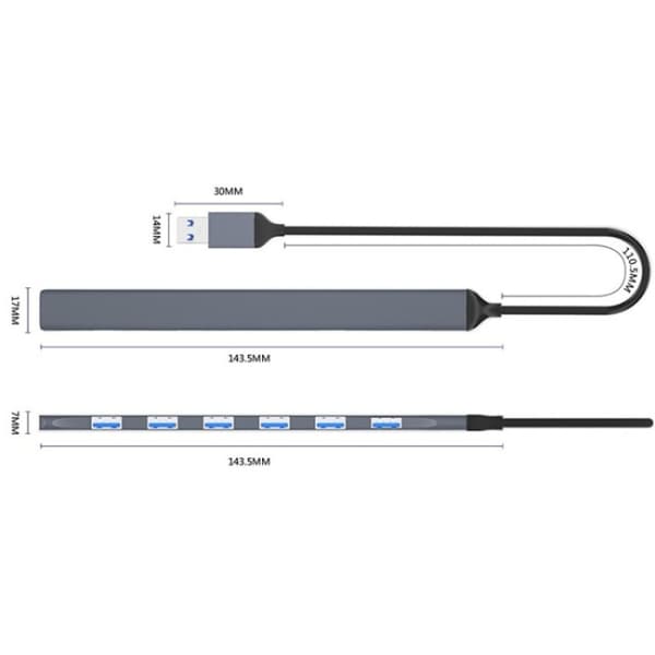 ADS-303A 7-Port USB Hub - USB 3.0 & 2.0 Expansion Dock för Snabb Dataöverföring