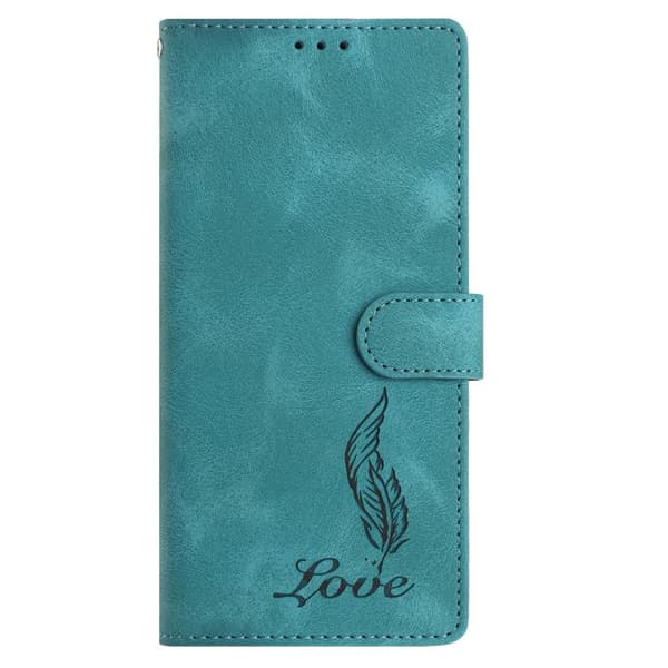 Redmi Note 14 Pro 4G - Embossed Feather Leather Mobilskal med Skinnkänsla Grön