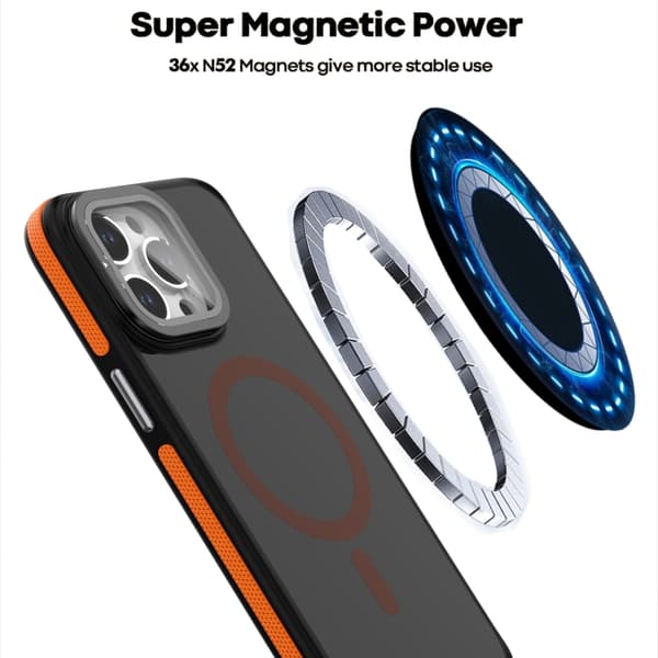 iPhone 16 Pro Max Magsafe Dual-Färg Skal med Linsskydd och Linshållare Blå