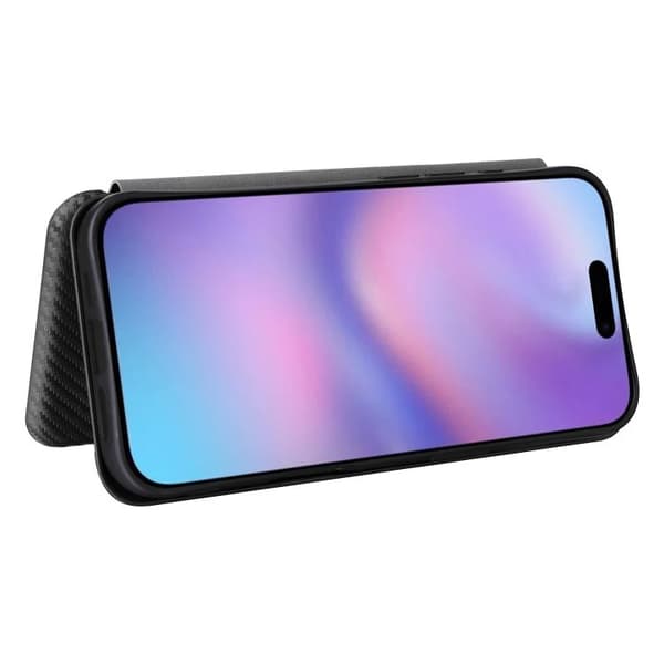 iPhone 17 Skal läderfodral - kolfibertextur Svart
