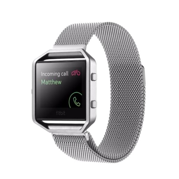 För Fitbit Blaze Watch Loop Magnetisk stängning Spänne i rostfritt stål klockband Silver