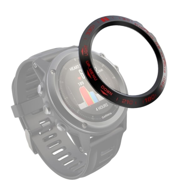 För Garmin Fenix ​​3/3 HR Smart Watch Stålring, B-version Black Ring Red Letter