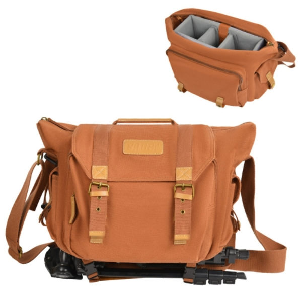 CADeN F1 Canvas Outdoor Fritids En Axels Digitalkamera Väska Brun
