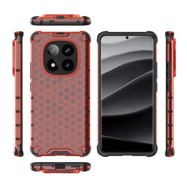 Redmi Note 14 Pro+ 5G - Honeycomb Stöttåligt Mobilskal Röd