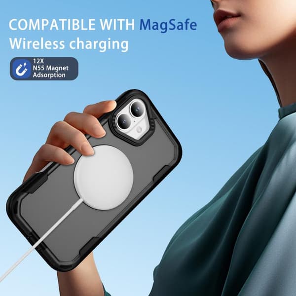 iPhone 17 Skal Defend Rugged Gear Holder MagSafe Svart + Transparent grå