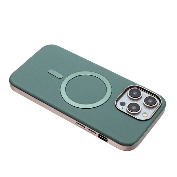 iPhone 16 Pro Solid Color Pläterad MagSafe Full Coverage Skal Grön