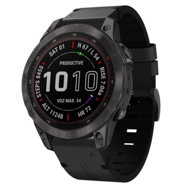 För Garmin Fenix ​​7 22mm läder stålspänne watch Black