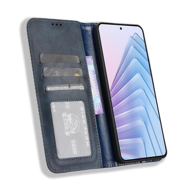 Redmi Note 14 4G - Magnetisk Spänne Retro Textur Läder fodral EU-version Blå