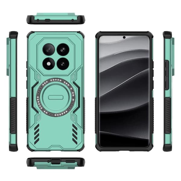 Redmi Note 14 Pro+ 5G - Butterfly Armor MagSafe Magnetisk Ring Stötsäker Mobilskal Ljusgrön