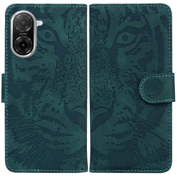 Redmi A5 4G - Läderfodral med Tigerprägling, Grön