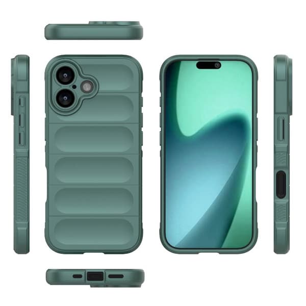 iPhone 17 Skal med Magic Shield TPU + Flanell Mörkgrön
