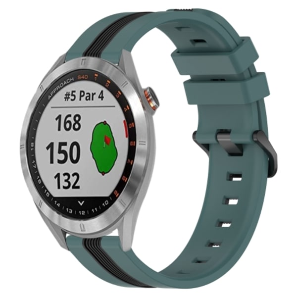För Garmin Approach S40 20 mm vertikalt tvåfärgat watch Green-Black
