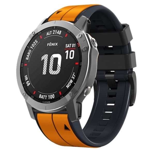 För Garmin Fenix ​​5X 22mm silikon watch i två färger Orange-Black