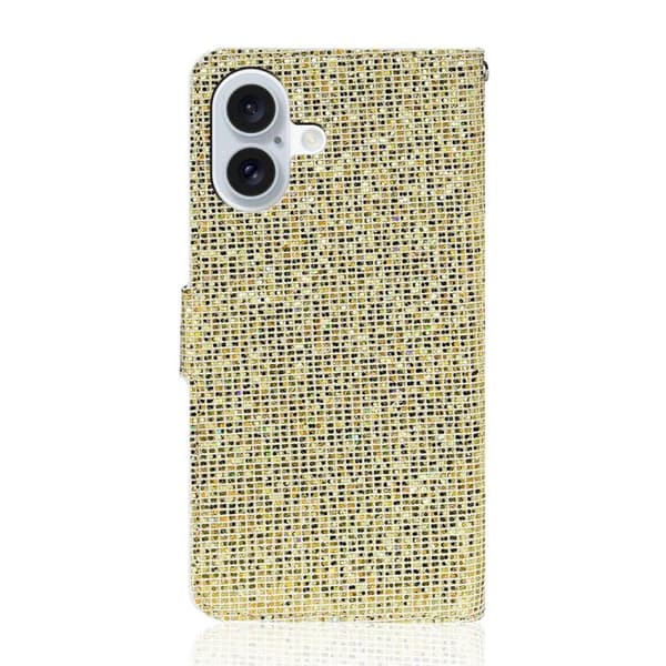 iPhone 17 Skal Läderfodral med Glitterpulver Guld