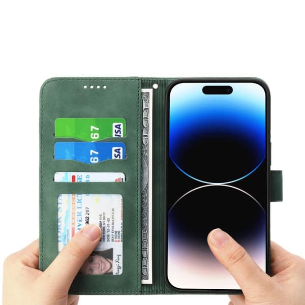 iPhone 18 Pro Max / iPhone 17 Pro Max Skal läderfodral Dierfeng Dream Line TPU Hybrid Grön