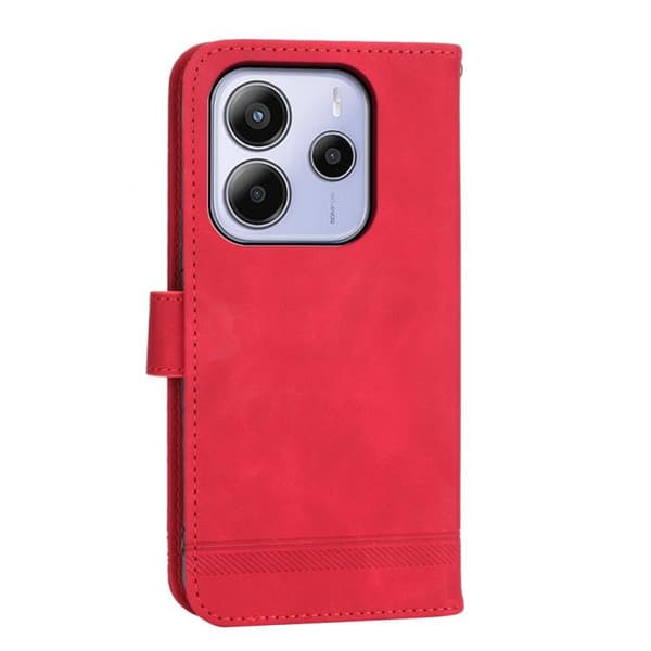 Redmi Note 14 4G - Dierfeng Dream Line TPU Hybrid PU Läderfodral Röd