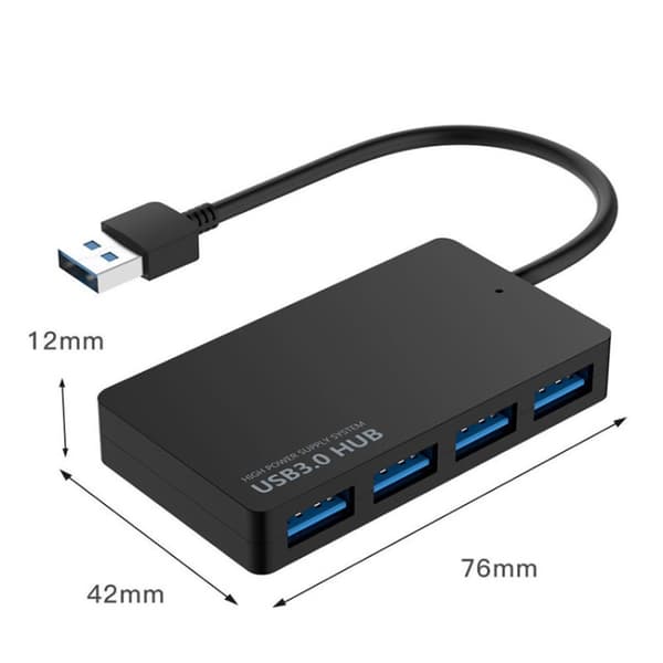 KYTC47 4-Port USB Adapter Kabel - Hög Hastighet USB Dockningsstation Multi-Interface Hub Konverter, Svart Typ-C