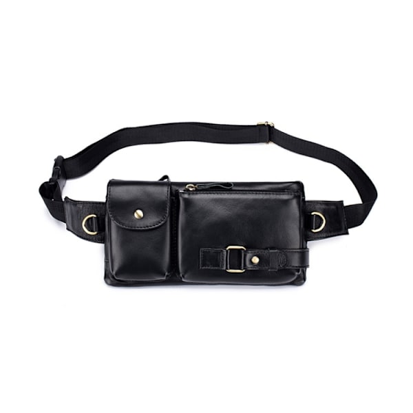 BULL CAPTAIN 020 Herr Liten Mobiltelefon Midjeväska Crossbody Multifunktionell Bröstväska Svart