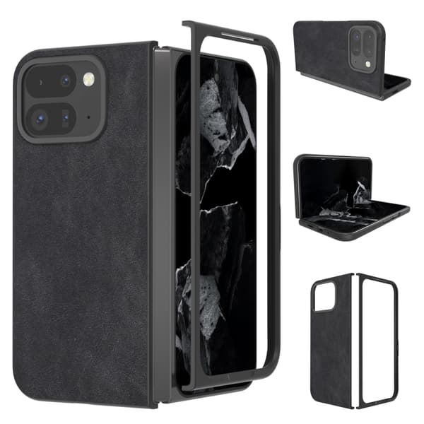 för Pixel 9 Pro Fold - Full Coverage Skal i Svart PU Läder Svart