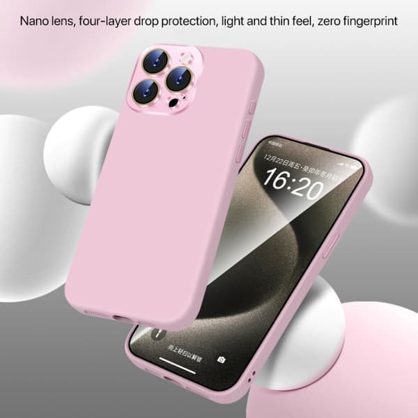 iPhone 16 Pro Nano Linsskydd Flytande Silikon Skal Vit