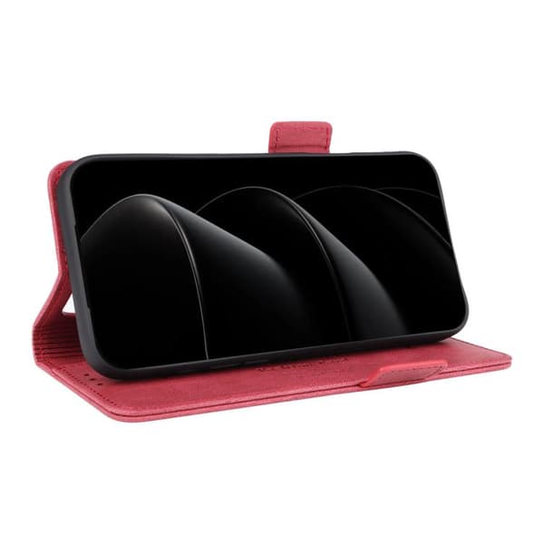 iPhone 18 Pro / iPhone 17 Pro Skal Läderfodral med Magnetlås Röd