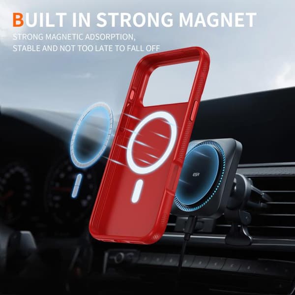 iPhone 18 Pro Max / iPhone 17 Pro Max Skal - Imitation Original Magsafe PC Hybrid TPU Röd