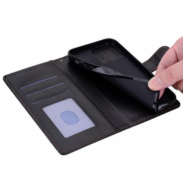 iPhone 18 Pro Max / iPhone 17 Pro Max Skal läderfodral - präglat rutmönster Svart