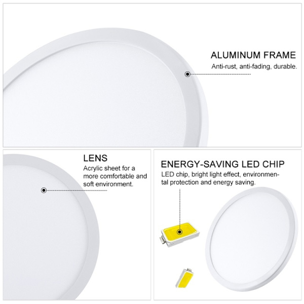 LED Rund Ultratunn Infälld Downlight Justerbar Panel Ljus, Strömförsörjning: 6W (Vitt ljus)