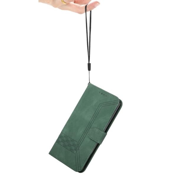 iPhone 18 Pro / iPhone 17 Pro Skal läderfodral med kubisk känsla Grön