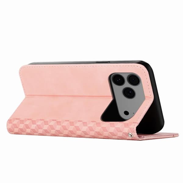 iPhone 18 Pro Max / iPhone 17 Pro Max Skal läderfodral - diamantsplicing med magnetisk känsla Roséguld