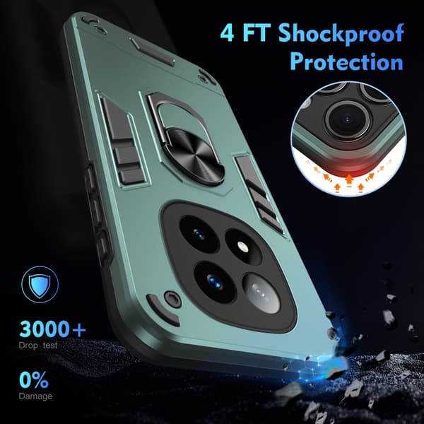 Redmi Note 14 Pro+ 5G Stöttålig Metallringhållare fodral Grön