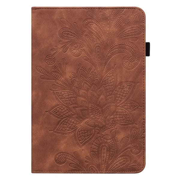 Samsung Galaxy Tab S8 Läderfodral med Blommönster Brun