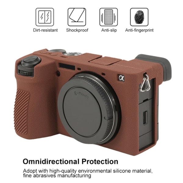 Litchi Texture Mjukt Silikon Skyddande Skal för Sony ILCE-6700 / A6700 Kaffe