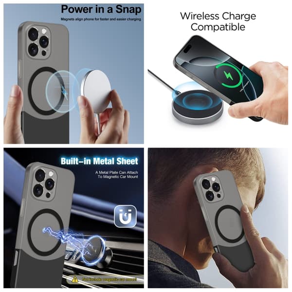 iPhone 16 Pro Dual Color Stitching MagSafe Magnetisk PC Skal Gul