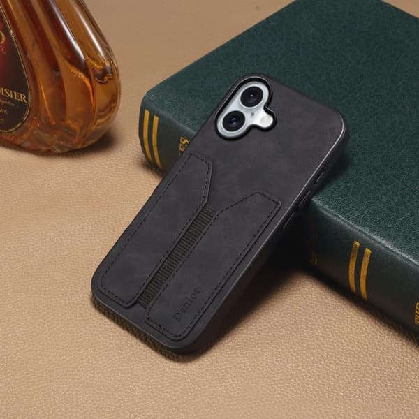 iPhone 17 Skal med elastisk kortfack - PU Svart