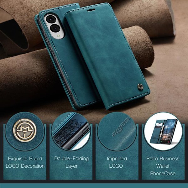 Samsung Galaxy S25 Edge 5G Skal CaseMe 013 Multifunktionell Horisontell Flip Läder Blå