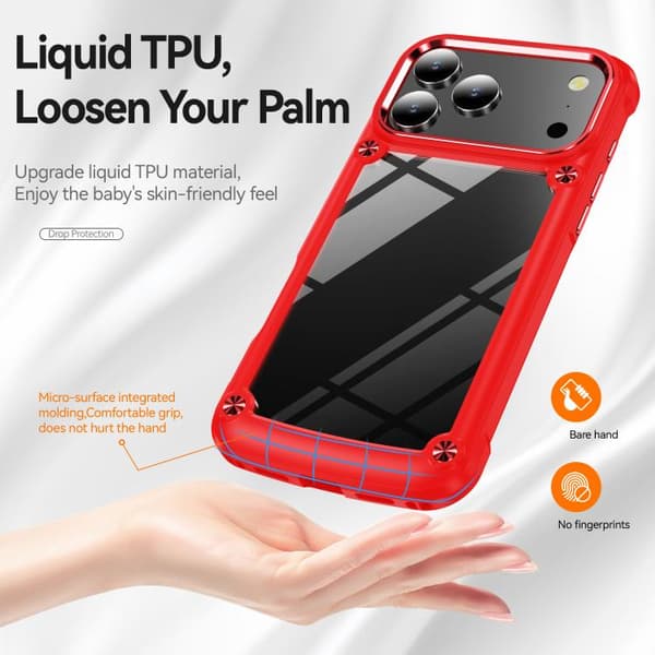 iPhone 18 Pro / iPhone 17 Pro Skal med TPU + PC Linsskydd Röd