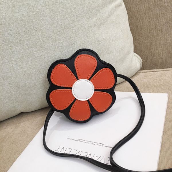 Mini Messenger Bag Söt Blommig Barn Små Myntväskor Barn Handväskor Axelväskor Orange