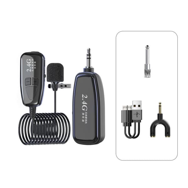 2.4G Bluetooth trådlös Lavalier brusreducerande live-mikrofon (svart)