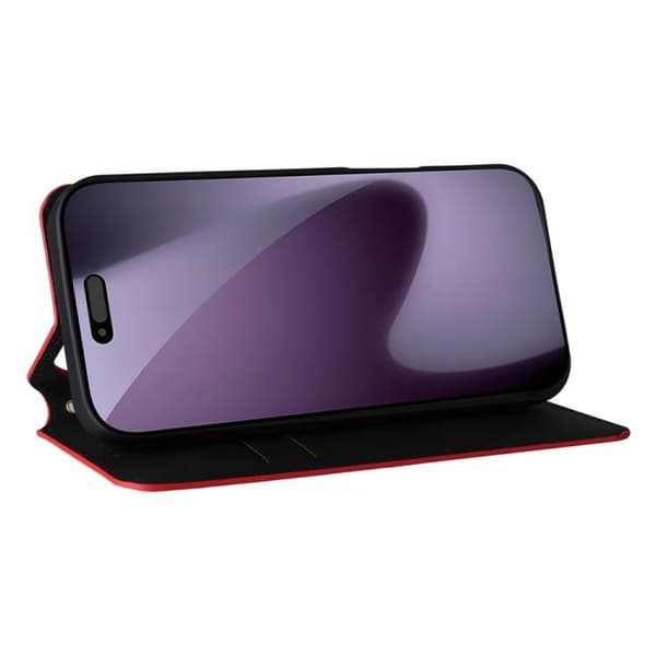 iPhone 18 Pro Max / iPhone 17 Pro Max Skal läderfodral med kubisk rutmönster Röd
