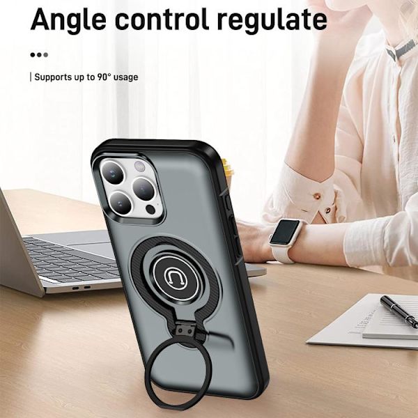 iPhone 16 Pro Ring Holder Magnetisk Skal Grå