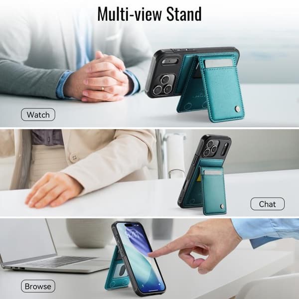 iPhone 18 Pro Max / iPhone 17 Pro Max Skal JEEHOOD Britisk Stil RFID MagSafe Kortväska PU Grön