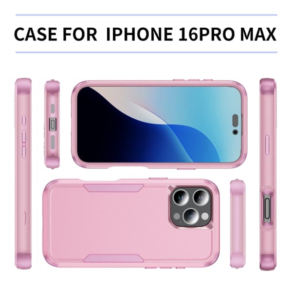 iPhone 16 Pro Max Skal - Stötbeständig TPU + PC Telefonfodral Rosa