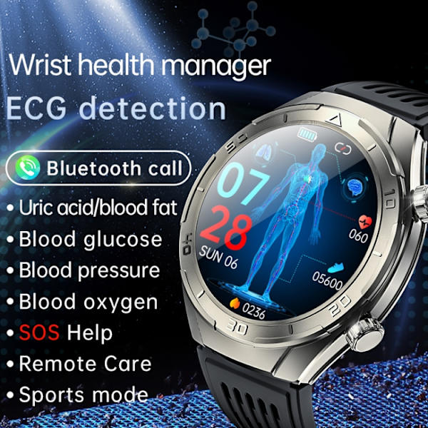 FD02 1,46 tums färgskärm Smart Watch Svart